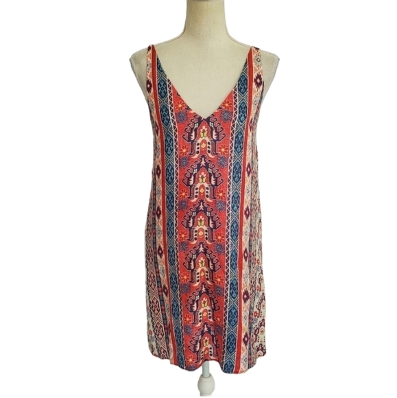 Lavender Brown Aztec Printed Mini Sundress - Picture 1 of 9